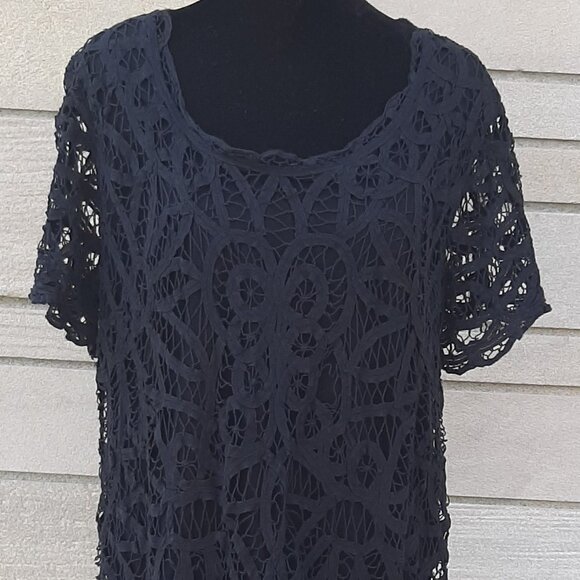 I.N.C Black Crocheted Black Top Size 1X - Picture 1 of 7